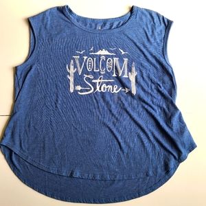 Volcom Stone Large 14 Blue white print tank top cute summer vacation
